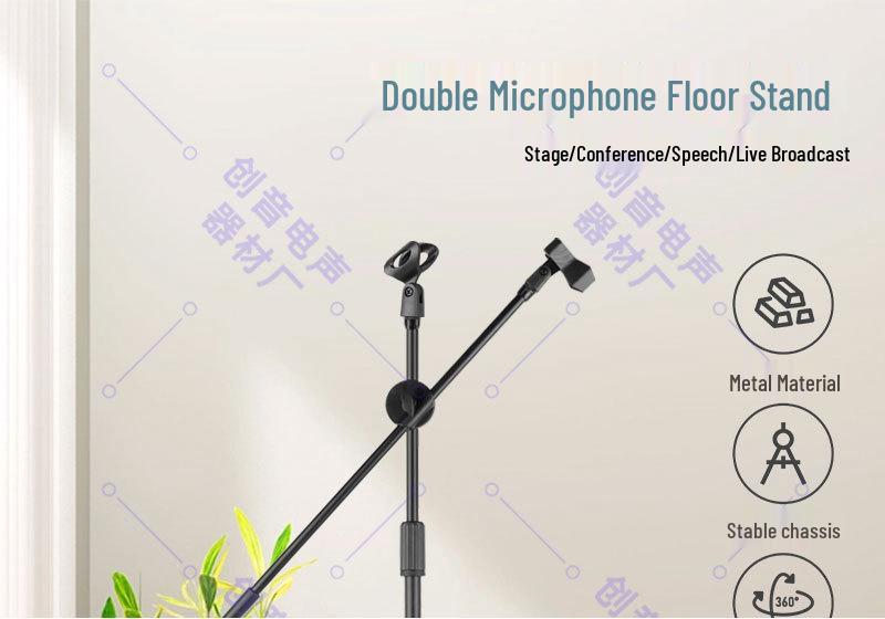 Retractable Folding Microphone & Phone Tripod Stand for Live Streaming and Karaoke, Portable for Indoor/Outdoor Use