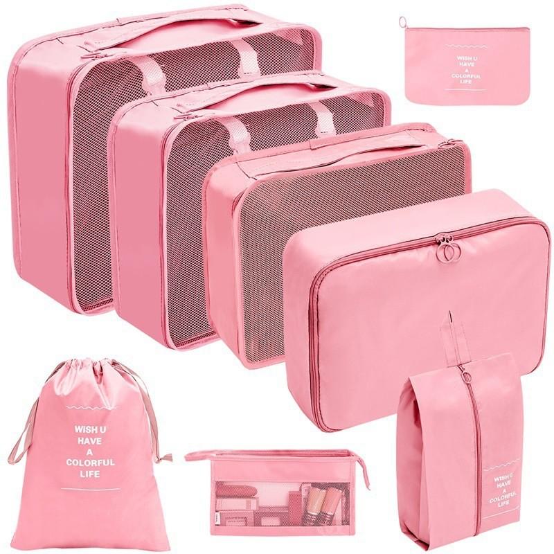 Travel Organizer Bag Set With Polyester Fabric For Clothing And Toiletries Packing