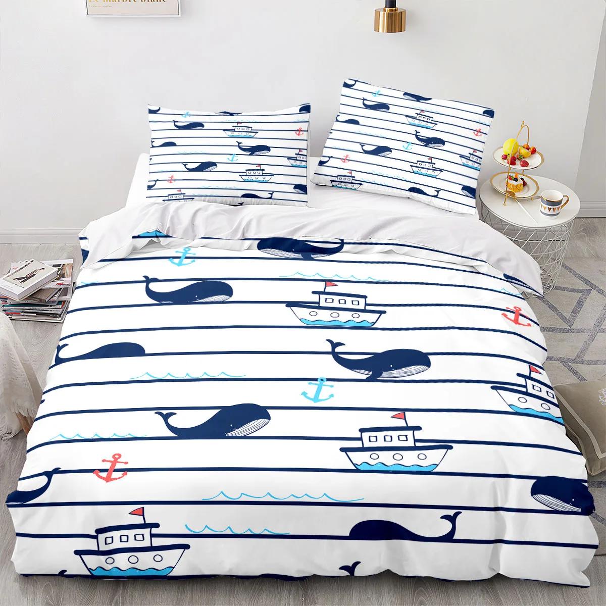 

Marine Anchor 3D Duvet Cover Ocean Sea Blue Bedding Set Twin Queen King Single Size Ship Vessel Kids Eu Single135x200cm