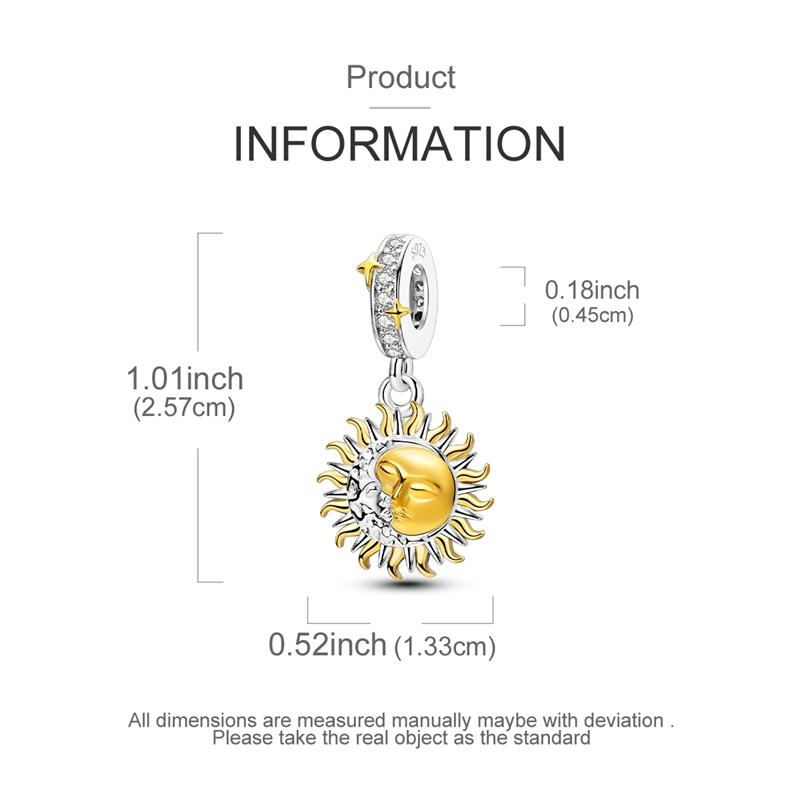 Original Charms Copper Mysterious Sun And Moon Pendants Fit Charms Plata Bracelets For Women Jewelry Making Fine Gifts