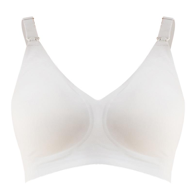Plus Size Seamless Nursing Bra for Pregnant Women - Adjustable, Wireless, Front-Opening, High-Elastic Gel Support