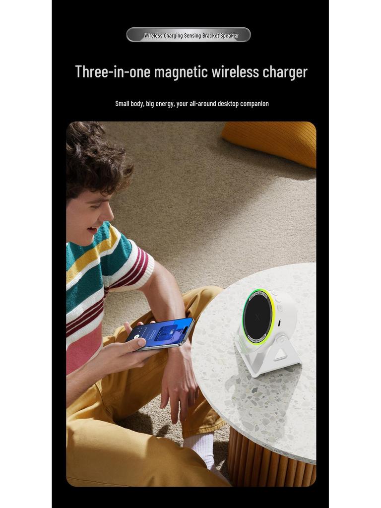 ZJ-08 Multifunctional Wireless Charger & RGB Speaker with Bluetooth and Desktop Stand