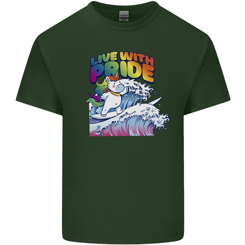 LGBT Live With Pride Unicorn Gay Pride Awareness Unisexs Light Cotton TShirt