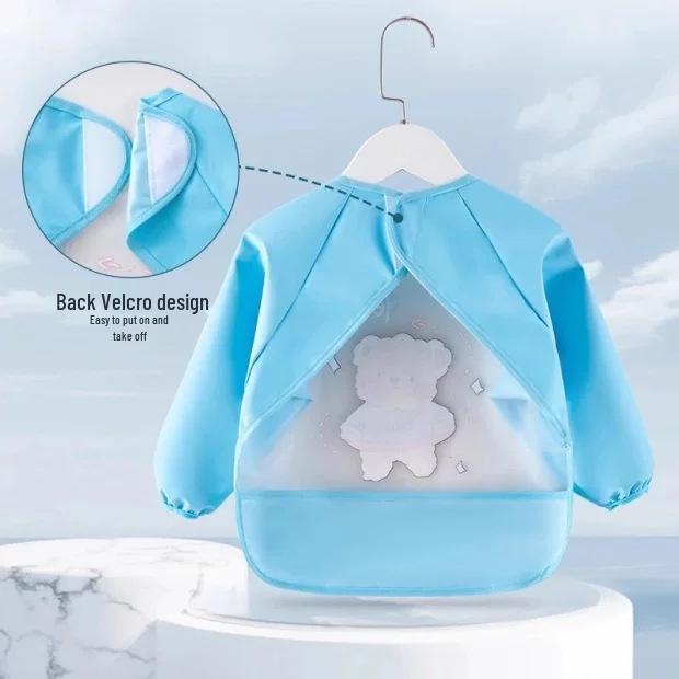 Waterproof Long-Sleeve Baby Bib: Stain-Resistant, Reversible Smock for Spring & Autumn