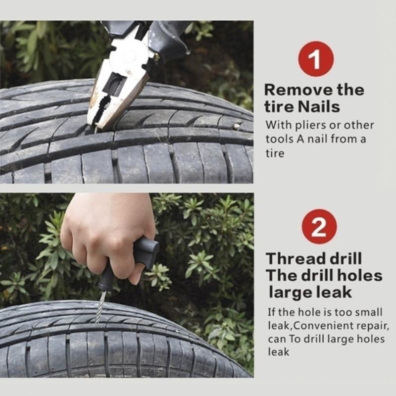 Durable Glue-Free Compact Tubeless Tyre Repair Kit Rubber Strips Plug Set for Car Motorcycle RV Trailer Emergency Fix