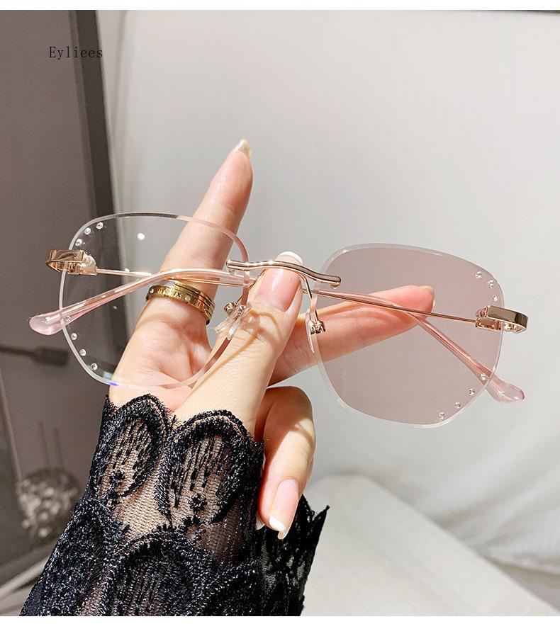 Women's Intelligent Photochromic Minus Diopter Glasses Outdoor Gradient Gray Sunglasses Trendy Myopia Prescription Eyeglasses