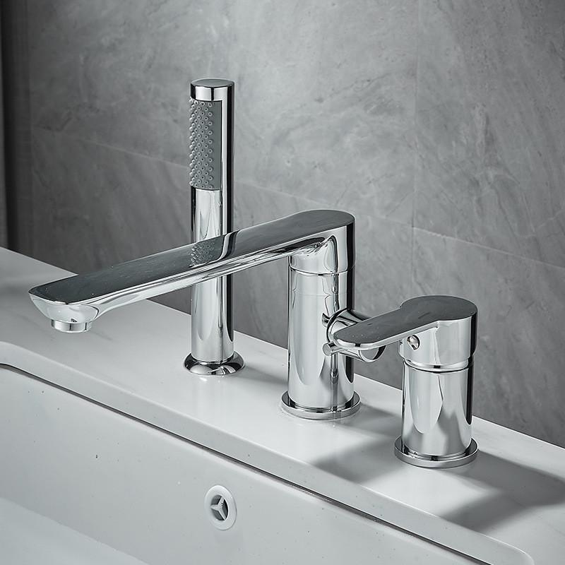 Tuqiu Gold Bathtub Faucet Widespread Gray Bathtub Sink Mixer Tap black Brass Bathroom Bath Shower Faucet with Hand shower Head