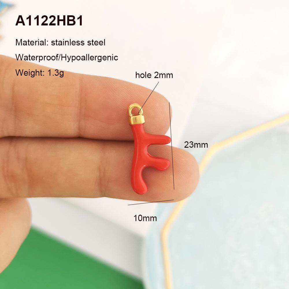 2pcs/lot Pendant Charm Fish Ocean Shark Starfish Lobster Coral Necklace Earring Stainless Steel Gold PVD Red