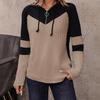 Herbstmode Lässig Vielseitig Kapuzenstrick Kontrastoberteil Damenpullover & Langarm