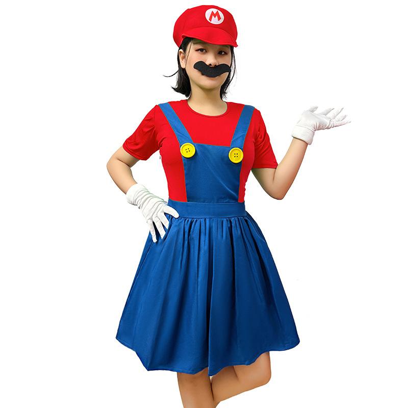 Mario mario anime game uniform, cosplay mary halloween costume mario costume womens costume M