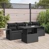 VidaXL 5-tlg. Garten-Sofagarnitur mit Kissen Schwarz Poly Rattan