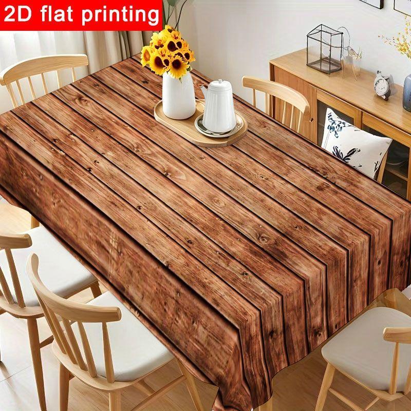 1 Stück rustikales Tischdecken mit Holzmaserung - Natürliches Braun Rechteckig Polyester mit Vintage-Textur, Wiederverwendbar & Leicht zu Reinigen für Geburtstagsparty, Babyparty,