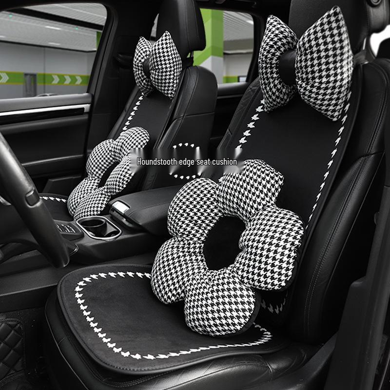 High-End Plush Houndstooth Winter Car Seat Heating Cushion