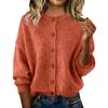 Autumn and Winter Women's Knitted Round Neck Long Sleeved Solid Color Casual Fashion Knitted Cardigan