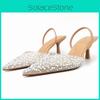 Sandalias de Tacón con Adornos de Perlas para el Verano