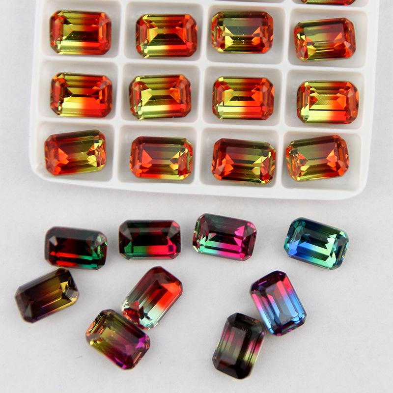 

10x14mm Gradient Octagon Tourmaline Rhinestones for DIY Jewelry 10x14mm, 10 pcs/package