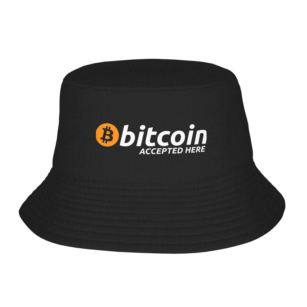 Bitcoin Accepted Bucket Hat Street Style Fisherman Caps Soft Fold Travel Hiking Visor Hats For Unisex Casual Custom Cap
