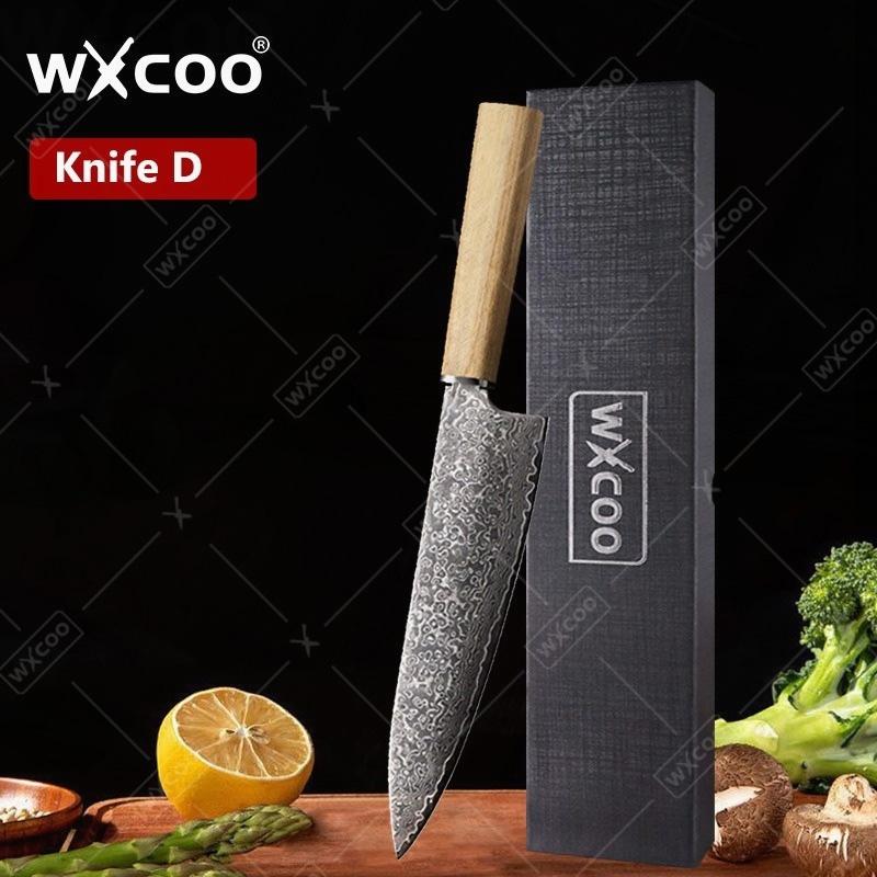 WXCOO Kitchen Knives Damascus Forged Chef Knife Butcher Cleaver Knife Meat Cleaver Fruit Slicing Knife Kitchen Accessories