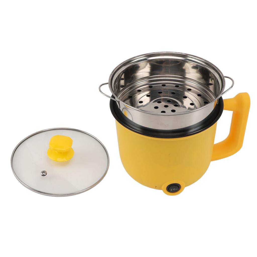 Electric Noodle Cooker Yellow 1.8L 2 Speed Adjustment 600W Automatic Power Off Anti Stick with