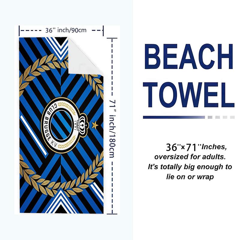 Club Brugge Print Beach Towel, Large Soft Quick Dry Towel for Beach Camping Swimming