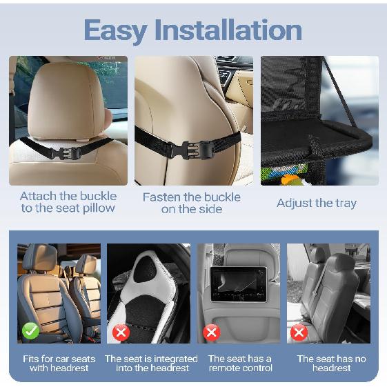 Back Seat Car Organizer with Tablet Holder, 6 Storage Pockets Car Storage Organizer with Foldable Food Tray, Car Seat Back Protectors Kids Car Kick