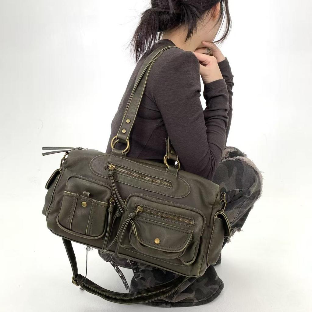 Street Retro Millennium Spicy Girl Shoulder Bag with Multiple Pockets, Personalized Vintage Handbag, Crossbody Bag