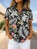 Women's Hawaiian Floral Print Shirt Lapel Collar Short Sleeve Casual Button Down Tops for Summer Travel Beach Daily Use