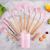 1/12Pcs Silicone Kitchenware Non-Stick Cookware Kitchen Utensils Set Spatula Shovel Egg Beaters Wooden Handle Cooking Tool Set