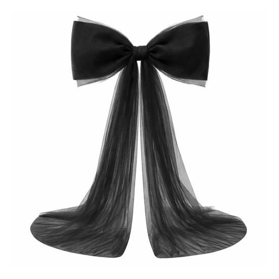 Extra Large Organza Bow Decoration 39 x 59 Inch Giant Tulle Bow with Tie And Long Ribbon Tails