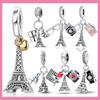 Copper Paris Tower Aircraft Travel Charm Pendant Beads Fit Charm Original Bracelet For Women Jewelry Making