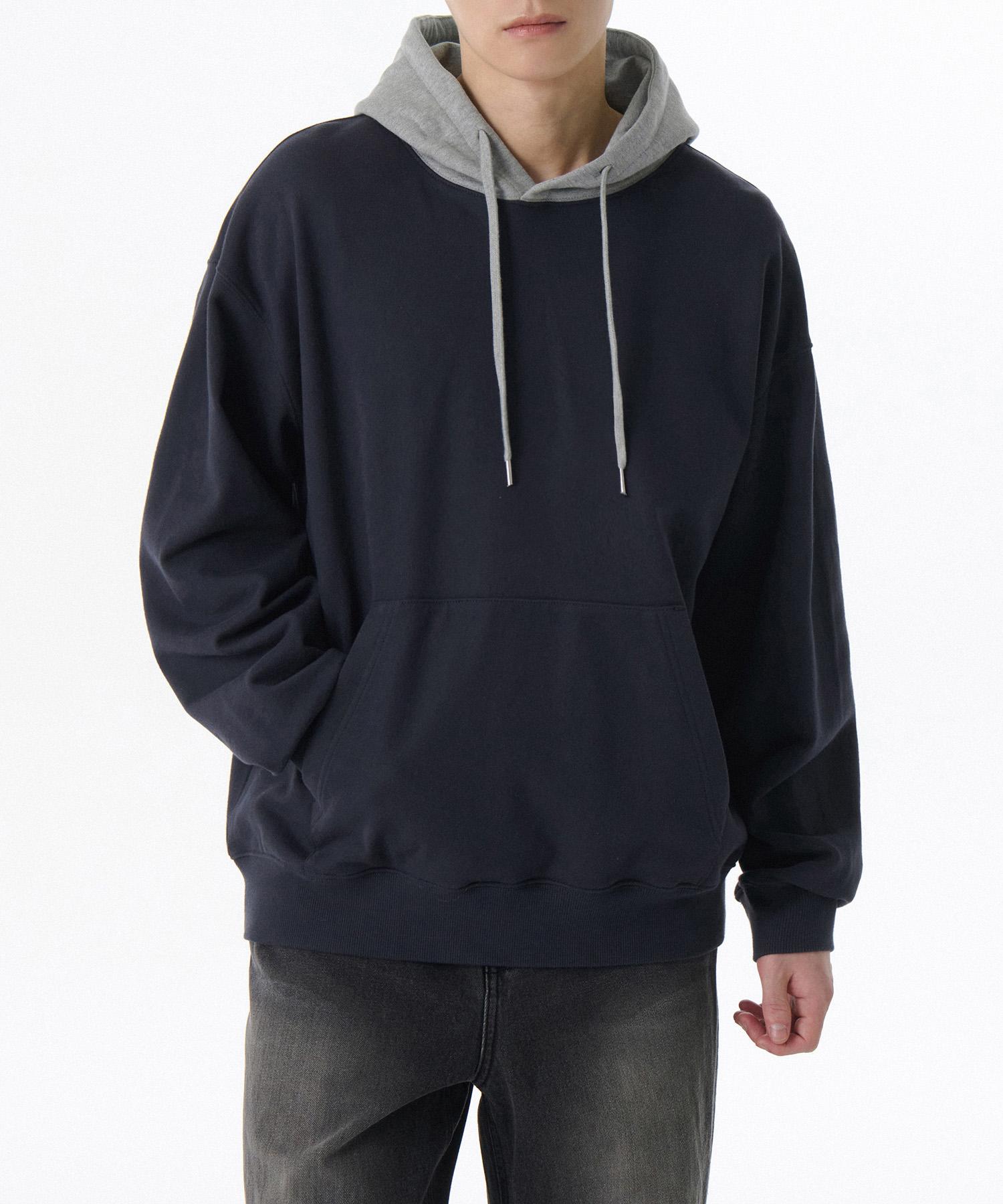 Musinsa Standard Oversized Two-Tone Hooded Sweatshirt [Navy] Navy/S