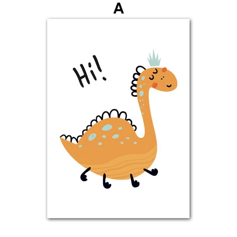 

Кавайный плакат с динозавром, декор для детской комнаты мальчика, настенное искусство, холст, живопись, мультяшная картинка с динозавром, животное, украшение для детской комнаты 21cm×30cm NoFrame