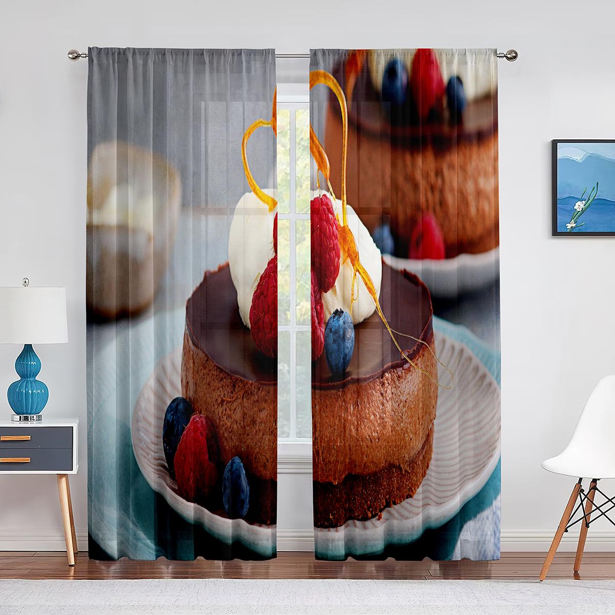 Джем Торт Десерт Малиновый Прозрачные Шторы для Гостиной Шифоновая Вуаль Шторы Спальня — фото 11