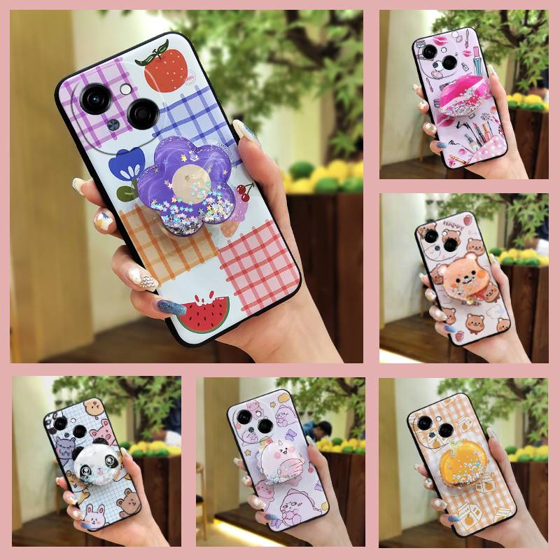 protective Rotatable stand Phone Case For Tecno POP9 4G/Spark GO 1/KL4 Waterproof TPU Skin feel silicone Glitter Durable