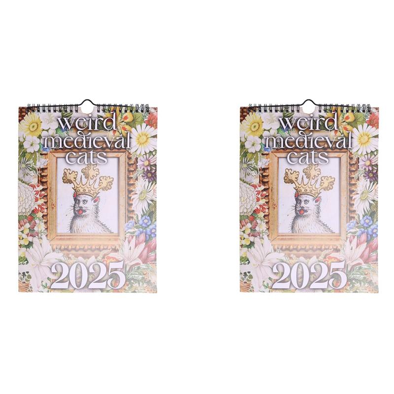 

Promotion!2X 2026 Medieval Cats Calendar Weird Cats Calendar Funny Wall Calendar New Year Gifts For Home Decoration