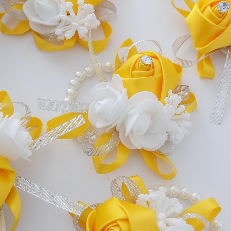 Romantik Seidenblume Braut Handgelenkblume Corsage für Hochzeitsfotografie Verlobungsparty Zubehör Handgelenkdekoration