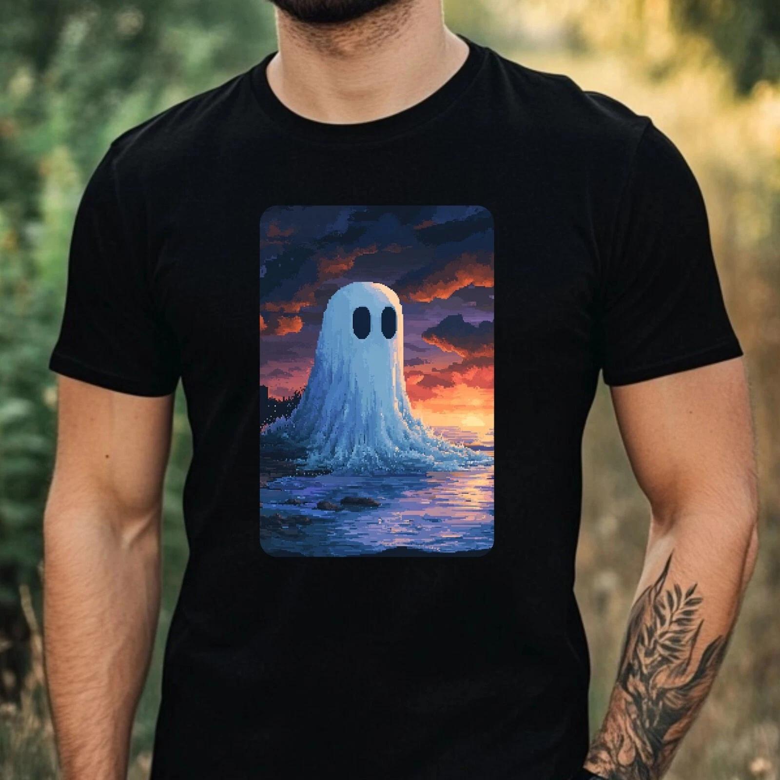 T-Shirt Herren Geist Pixel Art Motiv Baumwolle Größe XS bis 5XL XXL