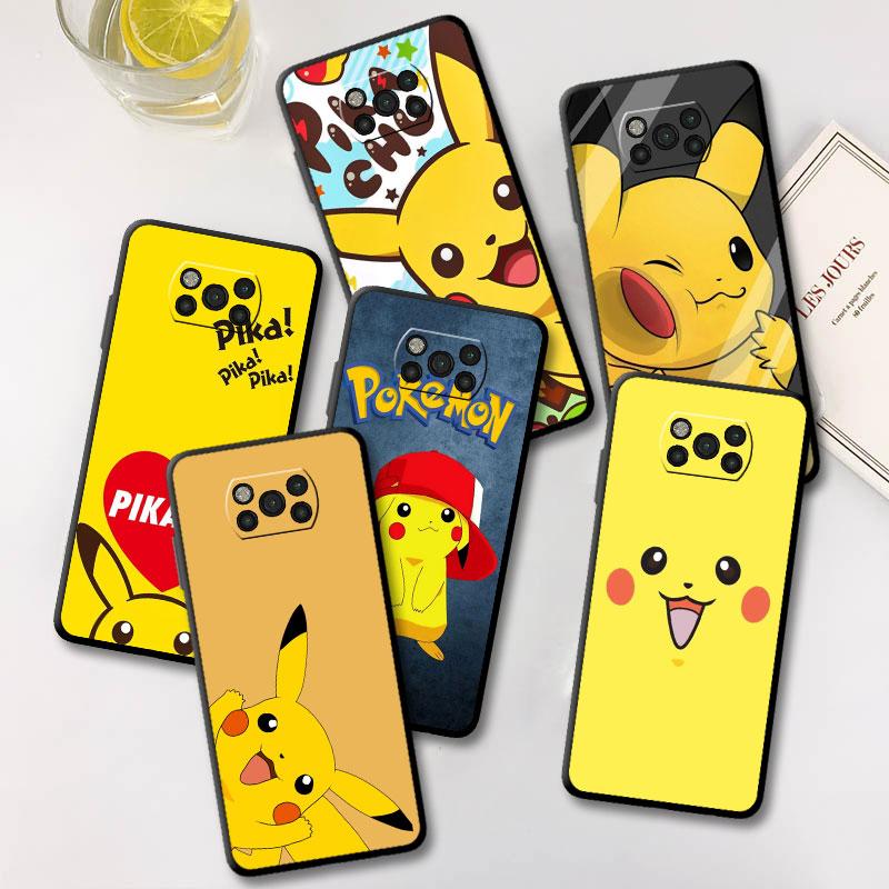

Case For Xiaomi Poco X3 Pro X4 NFC F4 GT F3 M5 M4 5G M3 11 Lite 11T 10T 9T Black Silicone Back Phone Cover Cute Pokemon Pikachu