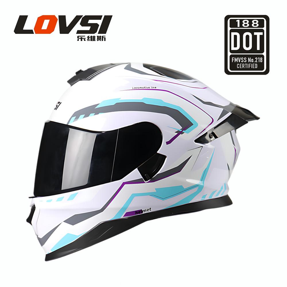 Motorcycle Helmet Men's Helmet Locomotive Full Helmet Men's and Women's Four Seasons Double Lens Helmet Electric Vehicle