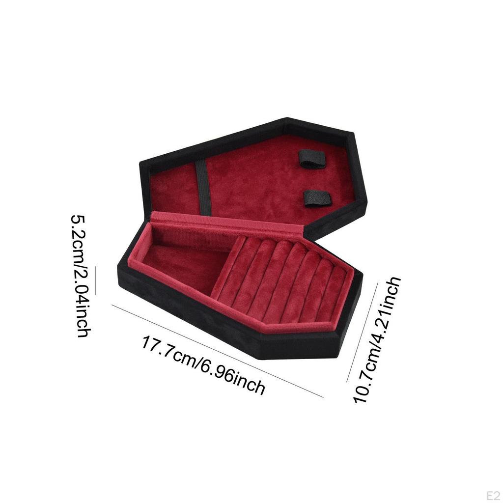 Caixa de joias em formato de caixão com tampa preta acessórios artesanais decoração de Halloween