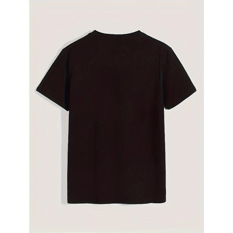 European sizes Print T-shirt, Men's Casual Street Style Stretch Round Neck Tee Shirt For Summer