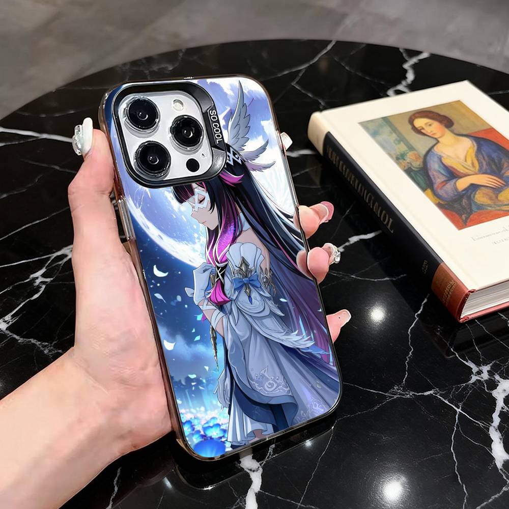 G-Genshin l-Impact Girl Columbina-gic Phone Case For iPhone 17,16,15,14,13,12,11 Plus,Pro Max,Colored Silver Plated Inside Cover