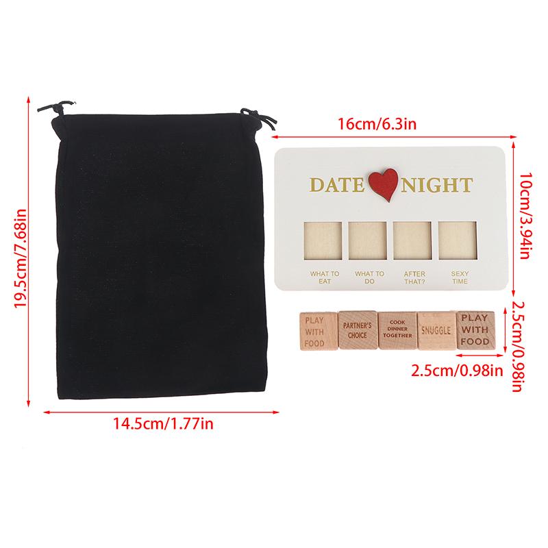 1Set Date Night Dice Take Out Dice For Couples Portable Couple Wooden Dice Kit For Adult Women Men Husband Girlfriend Boyfriend
