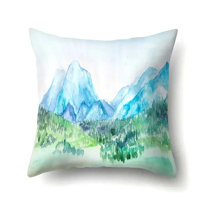 Landscape oil painting printed pillow case home bedroom room decoration office seat living room sofa cushion cover 45x45cm