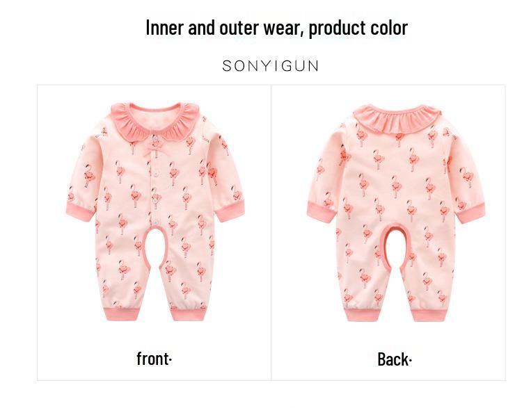 Pure Cotton Open Crotch Romper for Baby Girls (0-3 Years) - Spring/Autumn Style, Size 100