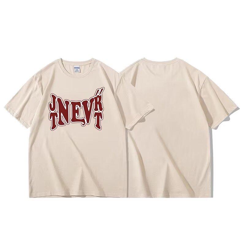 

Футболка с короткими рукавами, модная брендовая свободная футболка для пар, унисекс, футболка с половиной рукавов, топ 2024 3XL абрикосовый