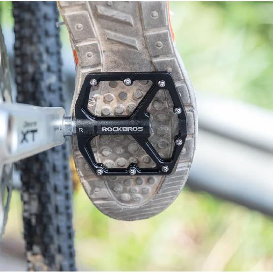 ROCKBROS MTB Road Bicycle Pedals Aluminum Alloy Bike PedalsAnti-slip Ultralight Sealed Bearing One-piece Mountain Bike Pedal
