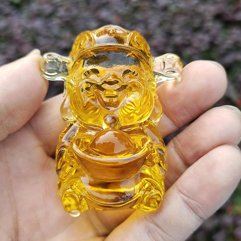 Crystal Glass God of Wealth Ornament: Home & Wedding Decoration Gift