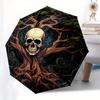 Skull Tree of Life Wall Art DecorUmbrella, Portable 3-Fold Compact Umbrella for Men & Women Gift