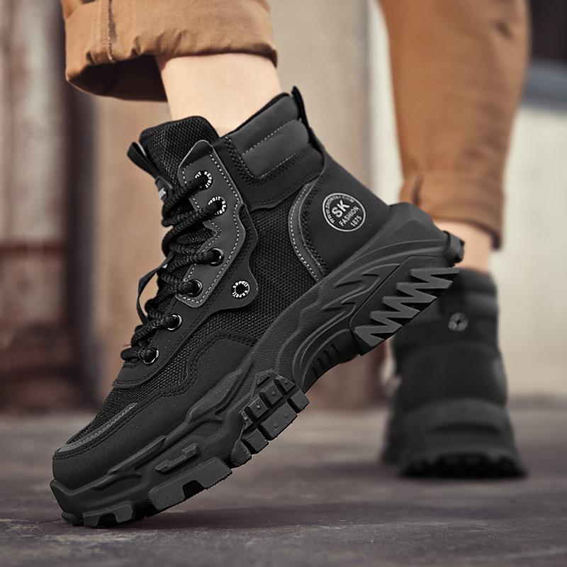 Medium and high-top retro thick-soled Martin boots fashionable and breathable men's outdoor tooling boots trendy non-slip and wear-resistant locomotiv